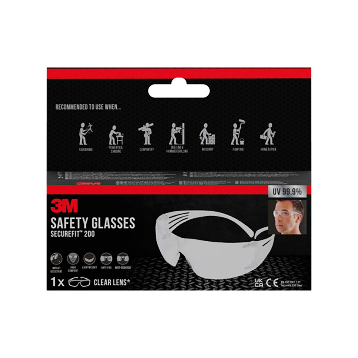 Säkerhetsglasögon 3M securefit 200 Ofärgad Polykarbonater - 2