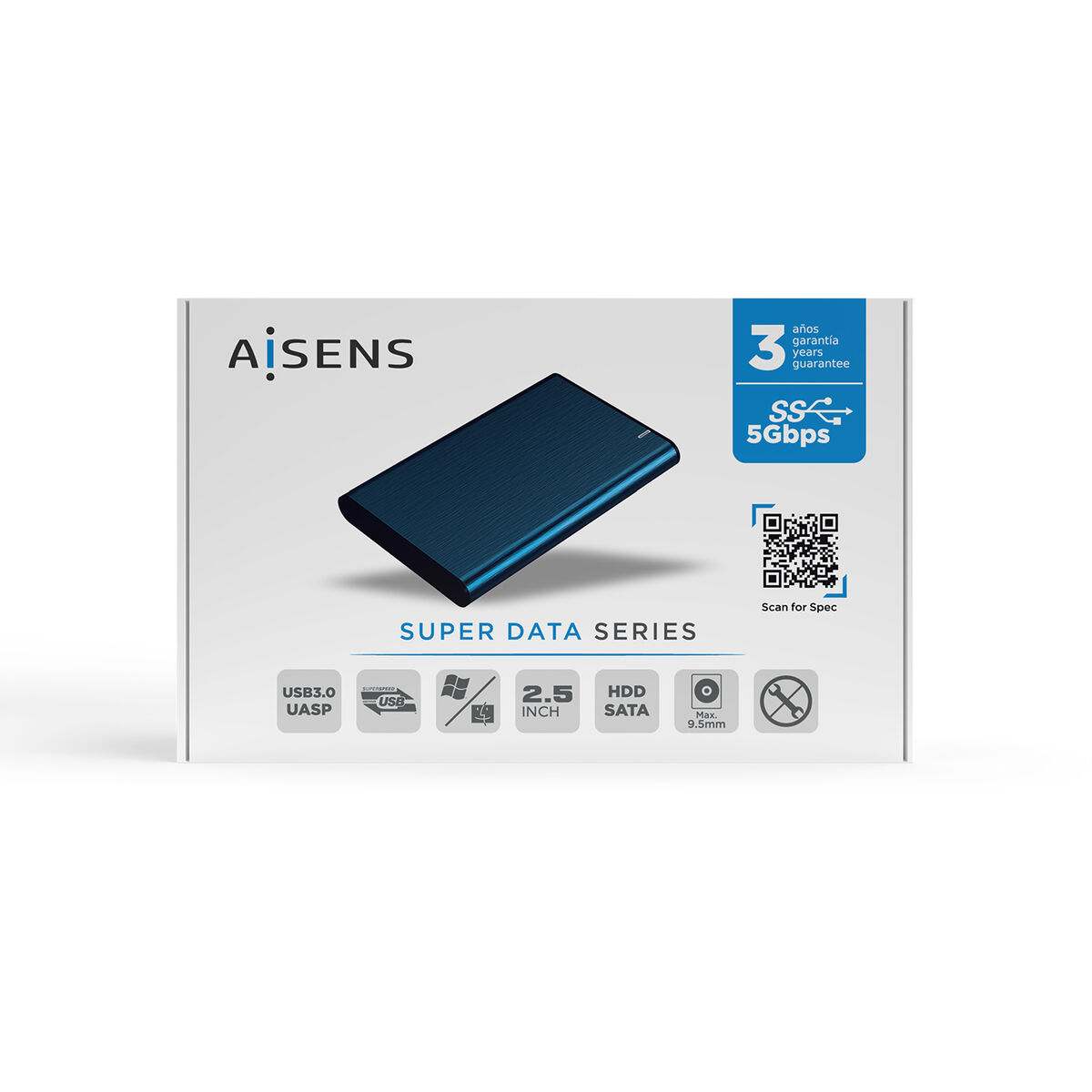 Externlåda Aisens ASE-2525PB Blå Marinblå 2,5"