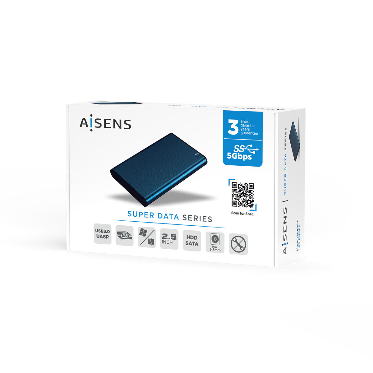 Externlåda Aisens ASE-2525PB Blå Marinblå 2,5" - 3