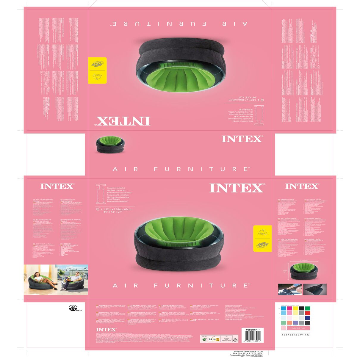 Uppblåsbar fåtölj Intex Empire Grön 112 x 109 x 60 cm (3 antal) - 13