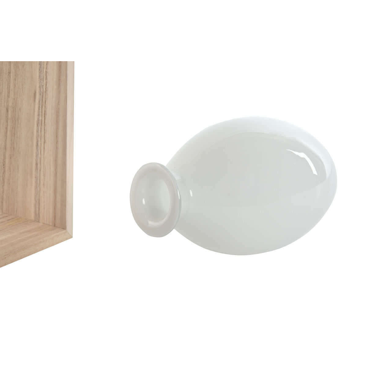 Vas Home ESPRIT Vit Naturell Trä Glas 17 x 12 x 25 cm - 3
