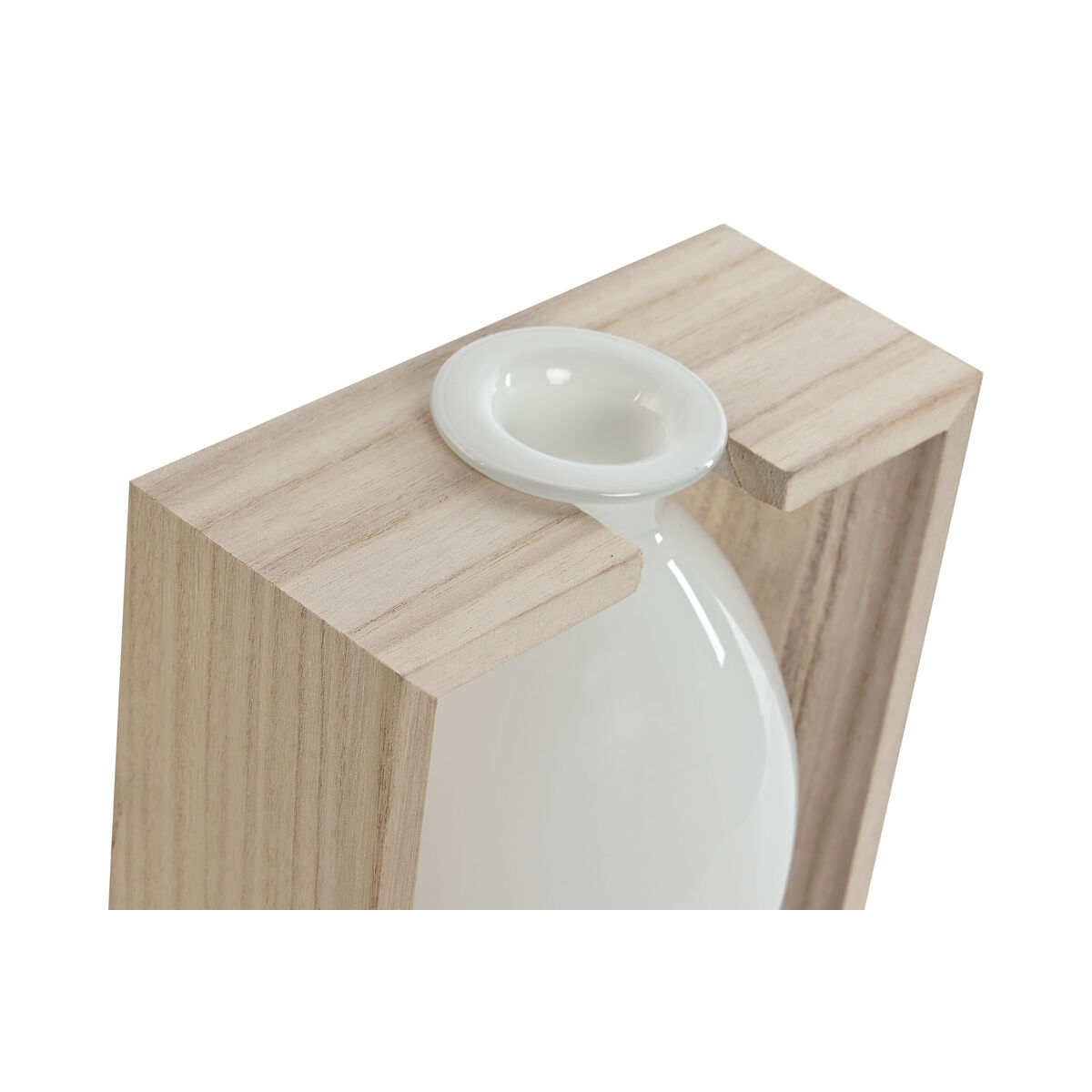 Vas Home ESPRIT Vit Naturell Trä Glas 17 x 12 x 25 cm - 2