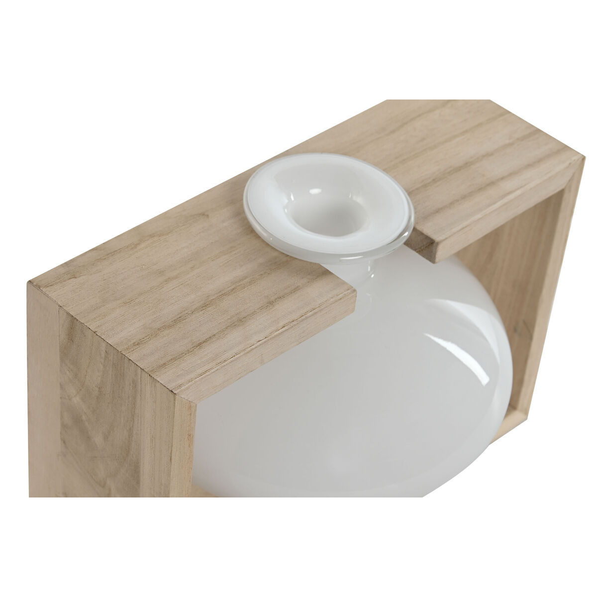 Vas Home ESPRIT Vit Naturell Trä Glas 22 x 16 x 15 cm - 2