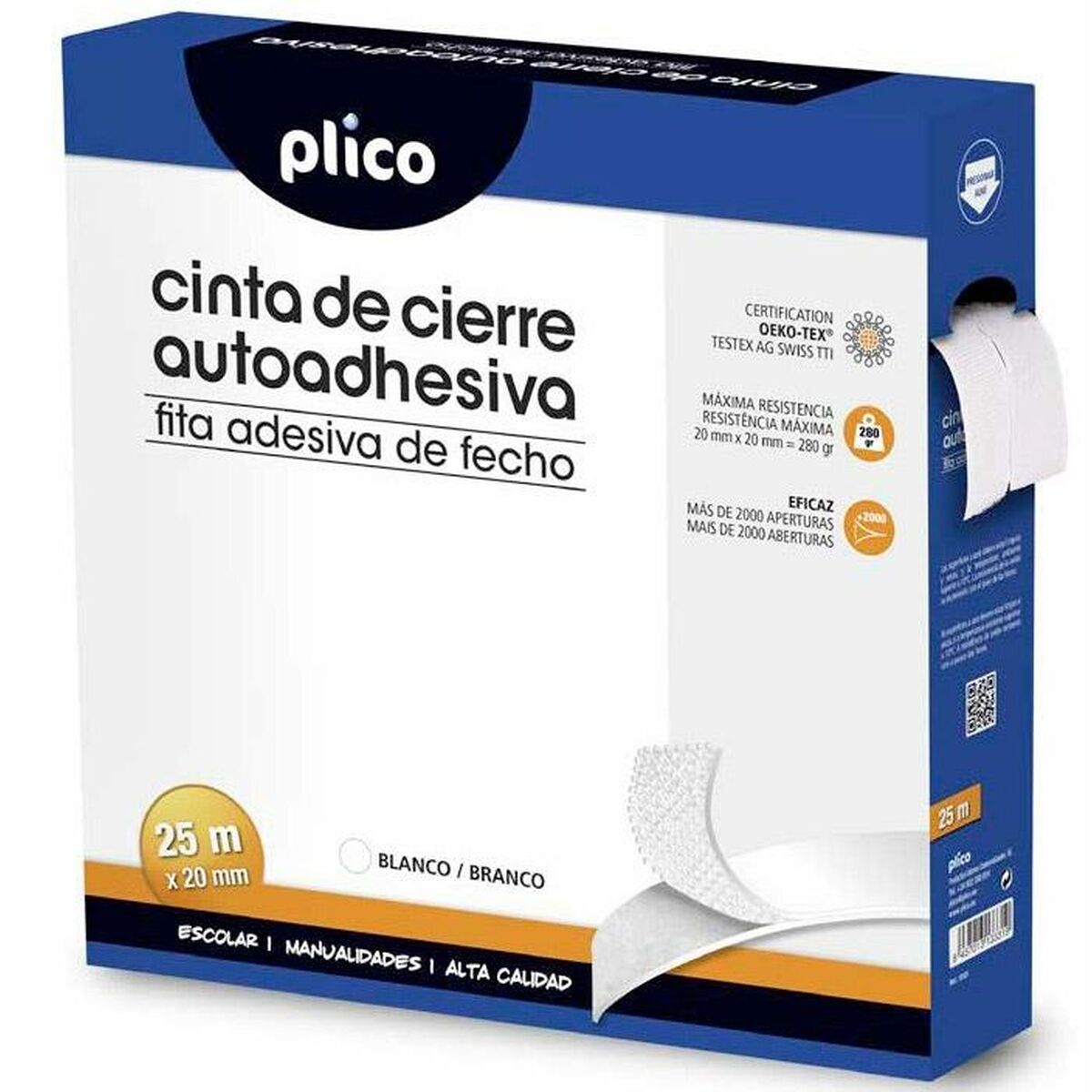 Självhäftande band PLICO Vit 20 mm x 25 m