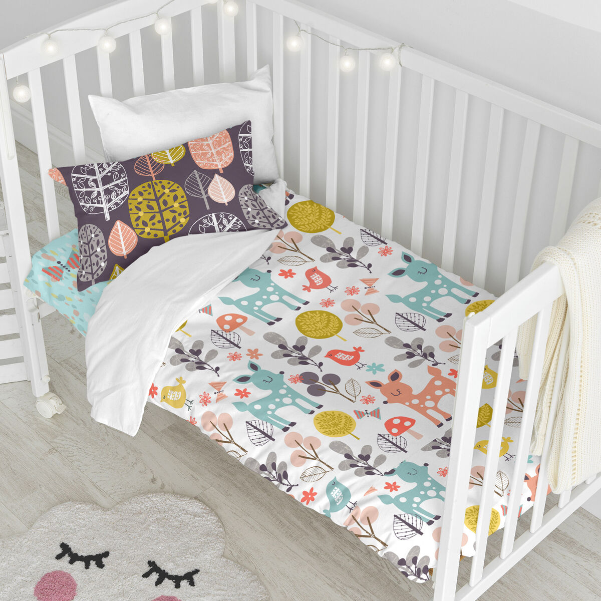 Täckslagsset HappyFriday Moshi Moshi Woodland Multicolour Babysäng 2 Delar - 9