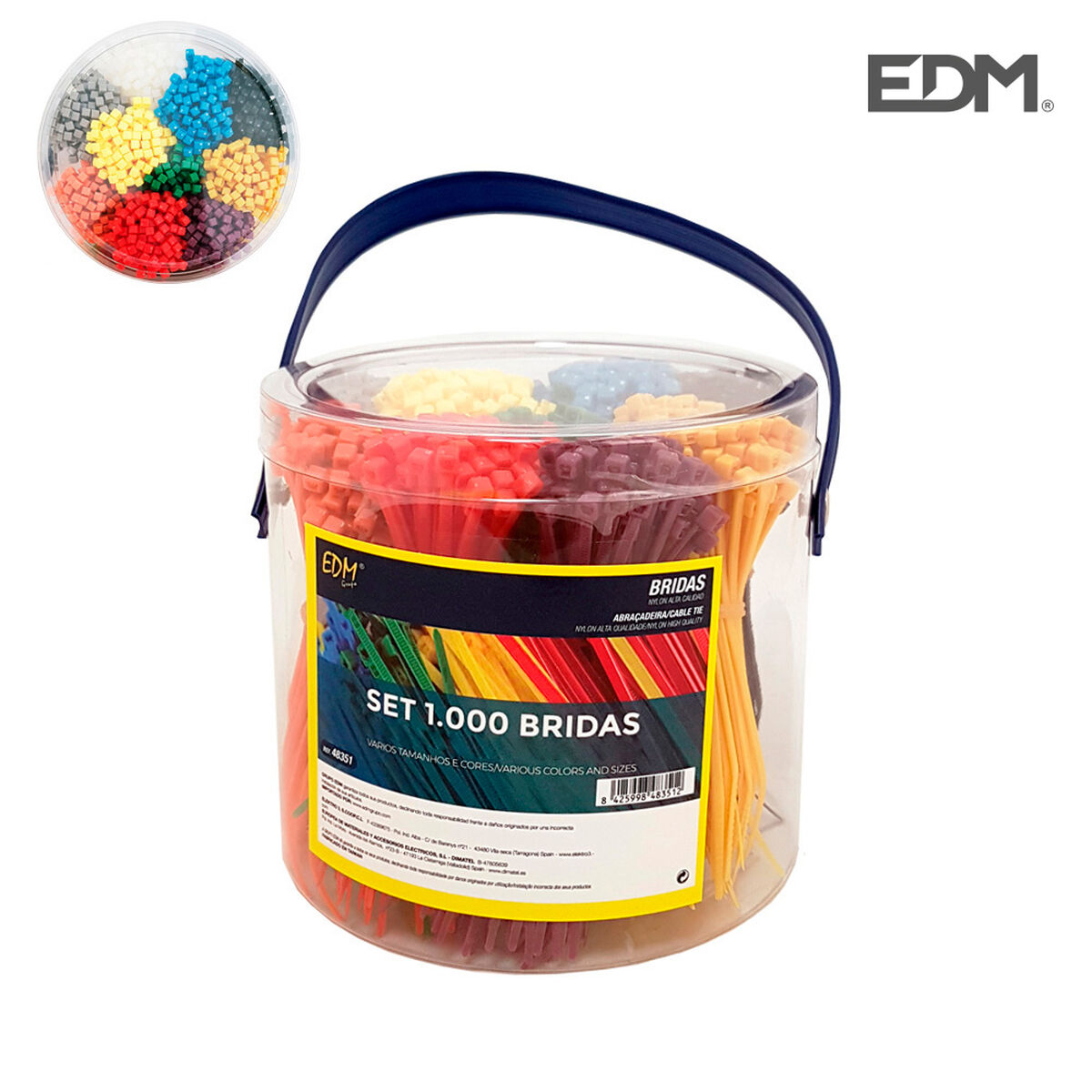 Nylonkabelband EDM 48351 Blandade färger 100 x 2 mm 100 x 2,5 mm 1000 Unidades