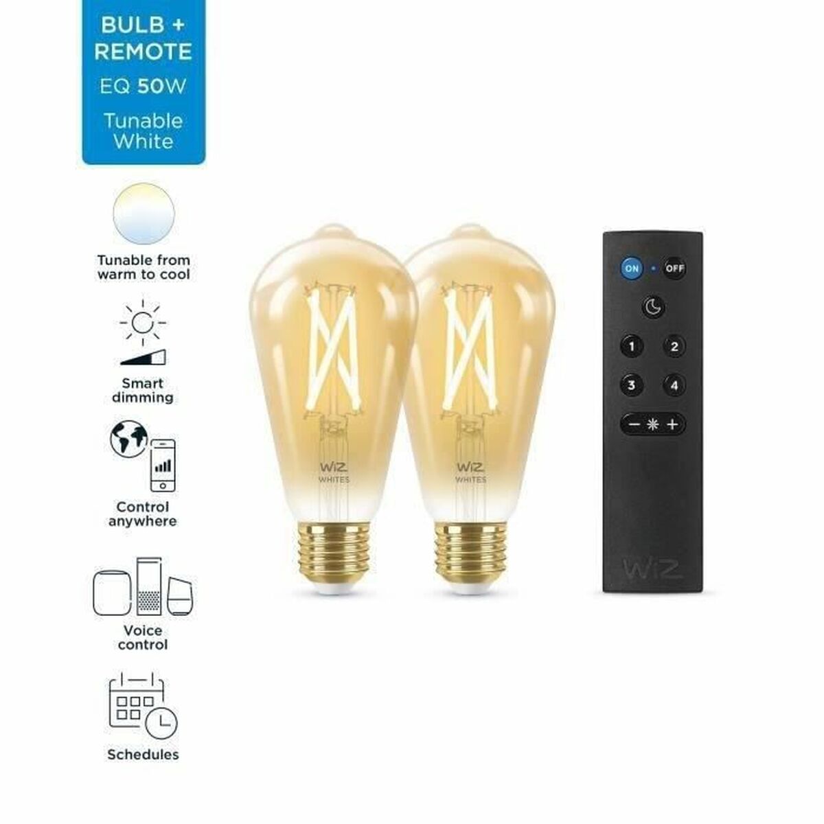 Smart-Lampa Wiz ST64 E27 50 W Multicolour Gyllene 7 W 640 lm (2 antal) - 10