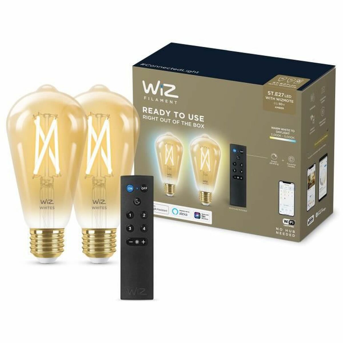 Smart-Lampa Wiz ST64 E27 50 W Multicolour Gyllene 7 W 640 lm (2 antal) - 11