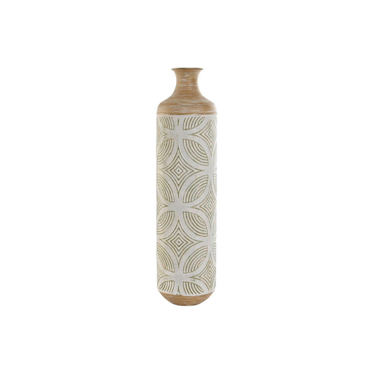 Vas Home ESPRIT Grön Beige Naturell Metall Tropiskt 18 x 18 x 66 cm