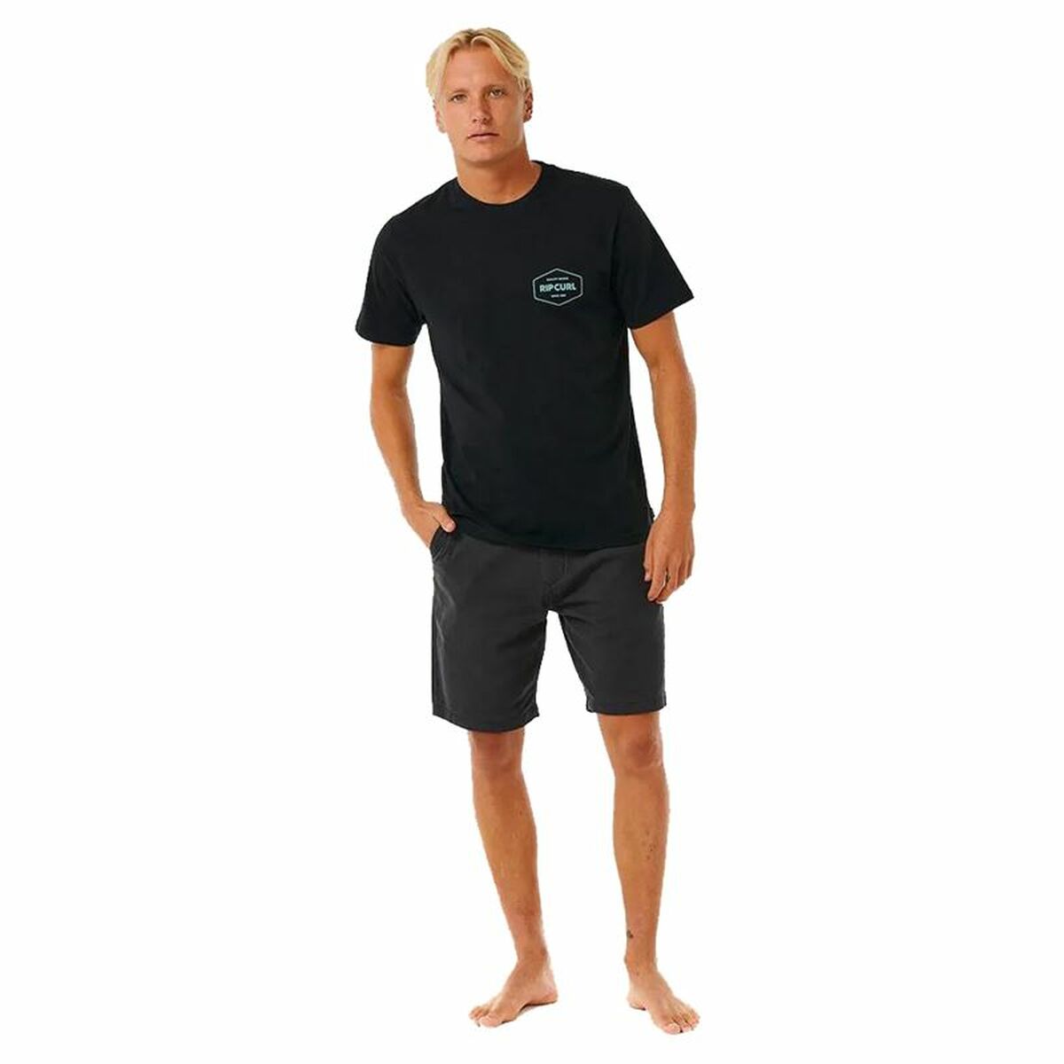 T-shirt med kortärm Herr Rip Curl Stapler  Svart