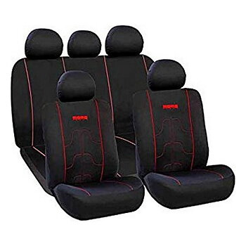 Uppsättning av sätesöverdrag MOMO 21 Svart Svart/Röd Polyester