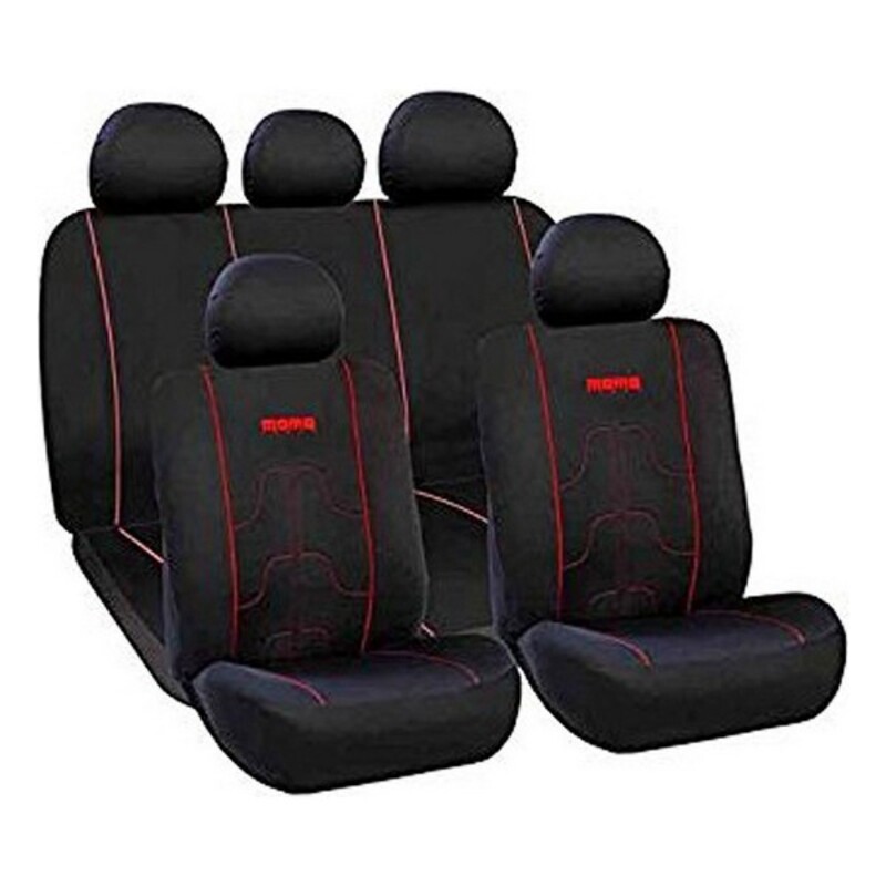 Uppsättning av sätesöverdrag MOMO 21 Svart Svart/Röd Polyester - 5