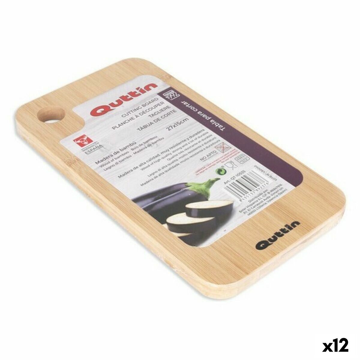 Skärbräda Quttin Quttin Bambu 27 x 15 x 1,5 cm (12 antal) (27 x 15 cm) - 3