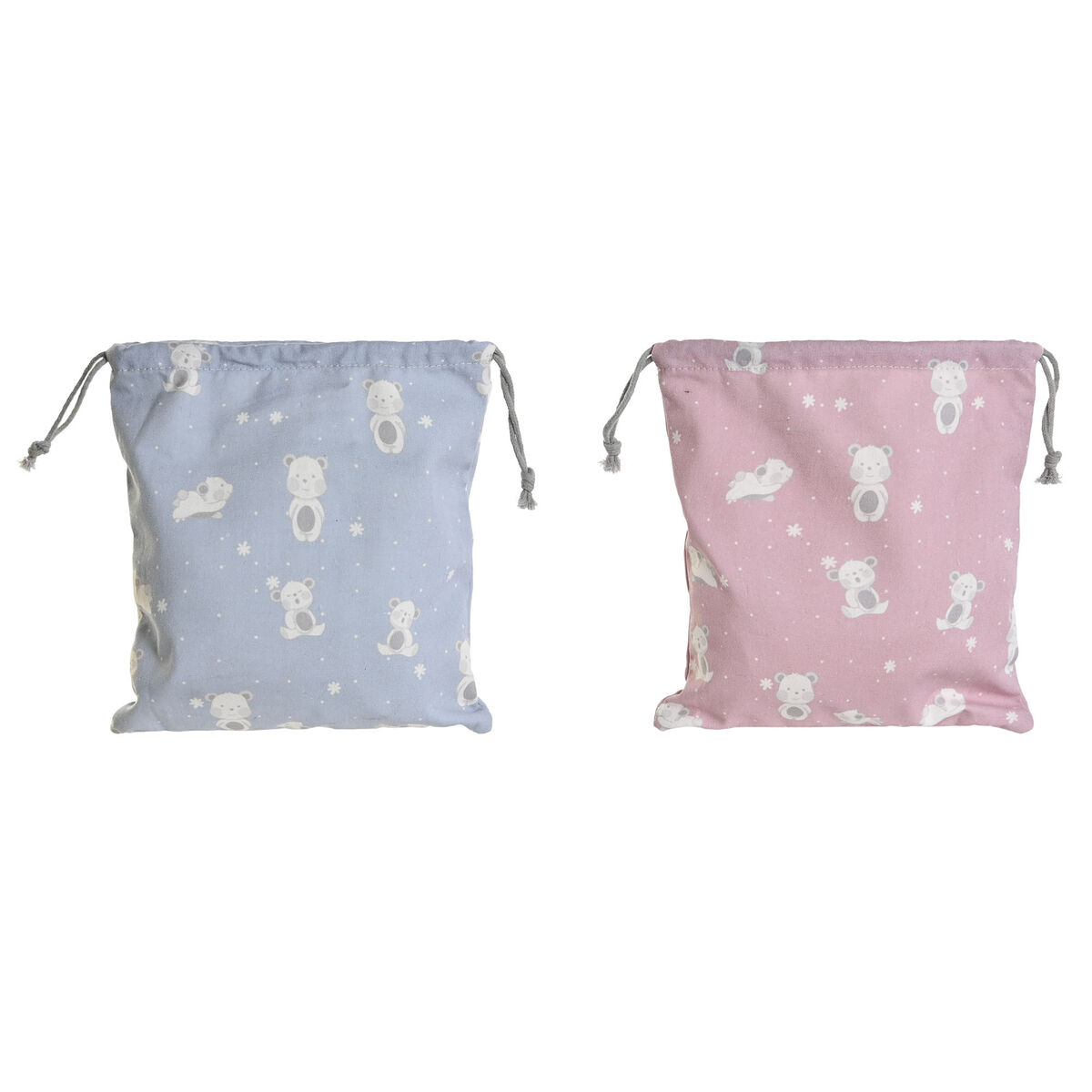 Väska DKD Home Decor Blå Vit Rosa osos 24 x 2 x 26 cm (2 antal)