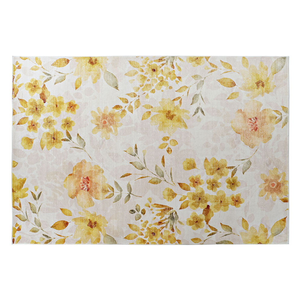 Matta DKD Home Decor Gul Vit Polyester Bomull Virágok (200 x 290 x 0.5 cm) - 2