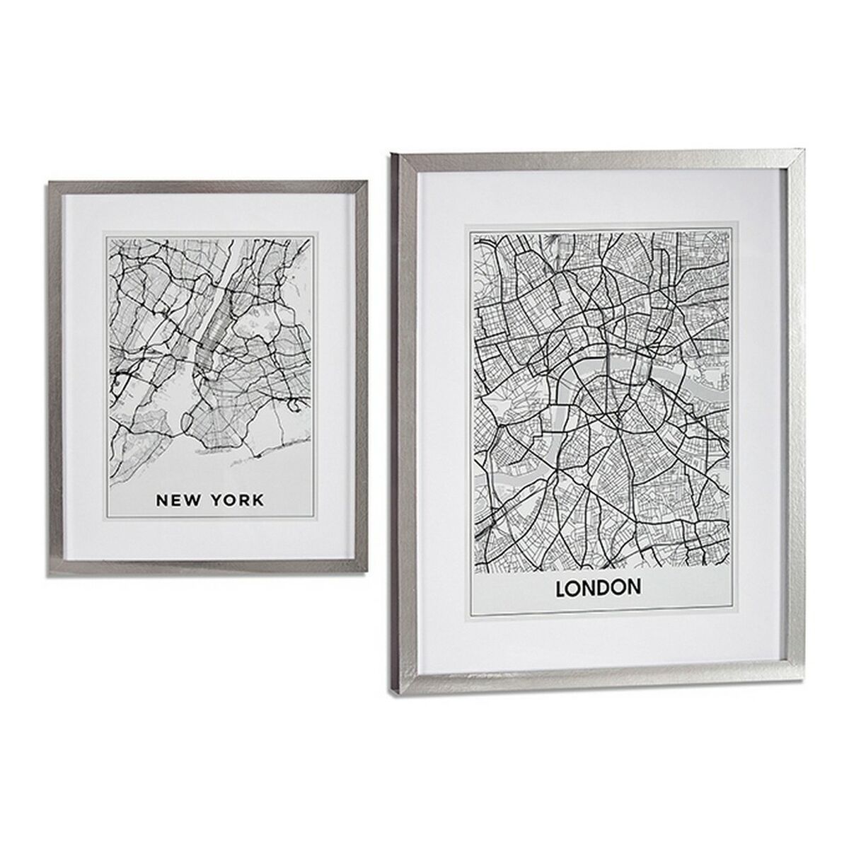 Tavla London New York Silver Trä Glas (43 x 3 x 53 cm) - 3