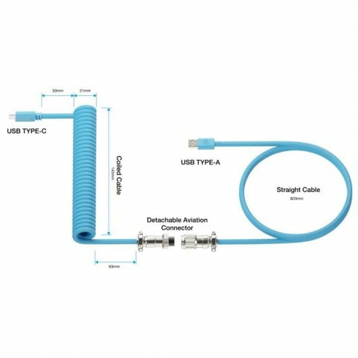 USB A till USB-C Kabel Newskill Blå - 2