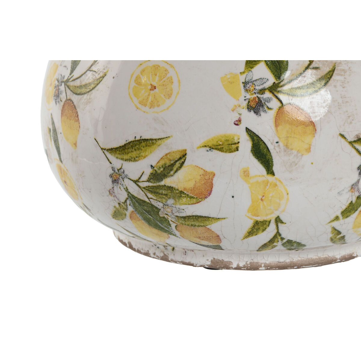 Vas Home ESPRIT Gul Vit Brun Stengods Citron 21 x 20 x 16 cm - 3