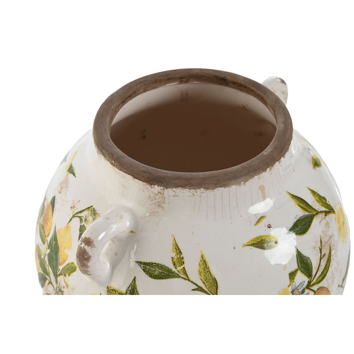 Vas Home ESPRIT Gul Vit Brun Stengods Citron 21 x 20 x 16 cm - 2