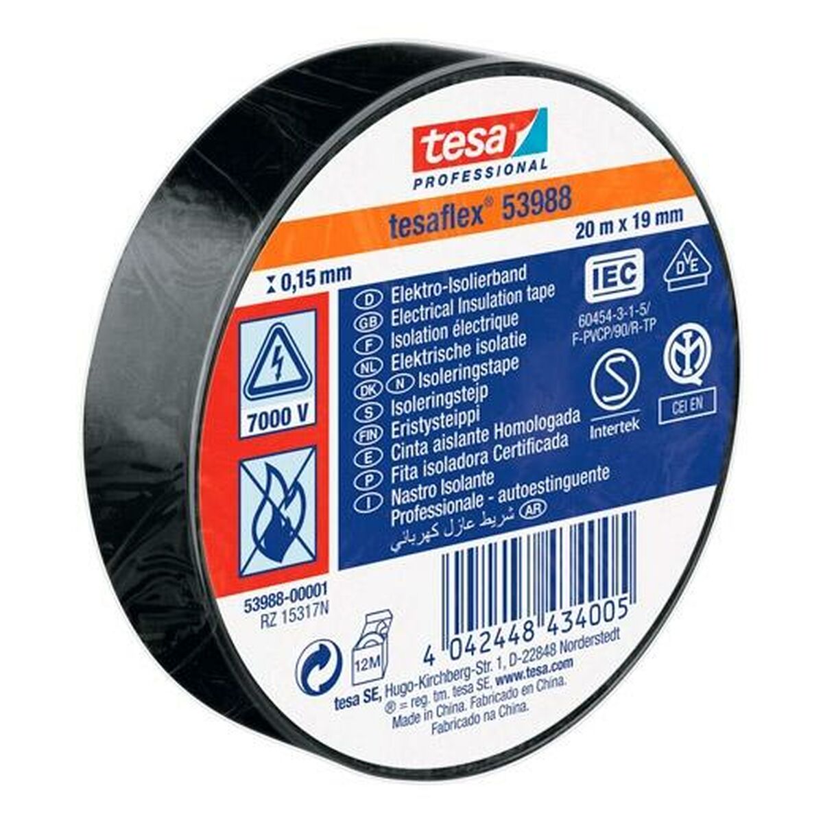Isoleringstejp TESA Svart PVC (10 antal) - 2