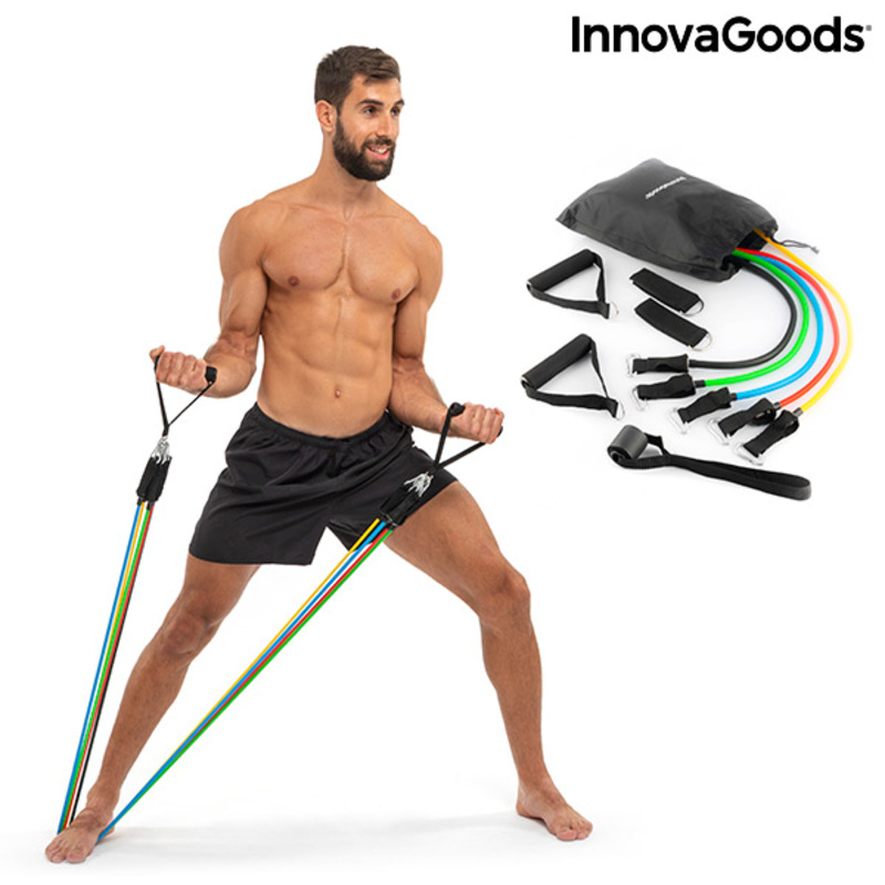 Set med motståndsband, tillbehör och träningsguide Rebainer InnovaGoods 5 antal - 14