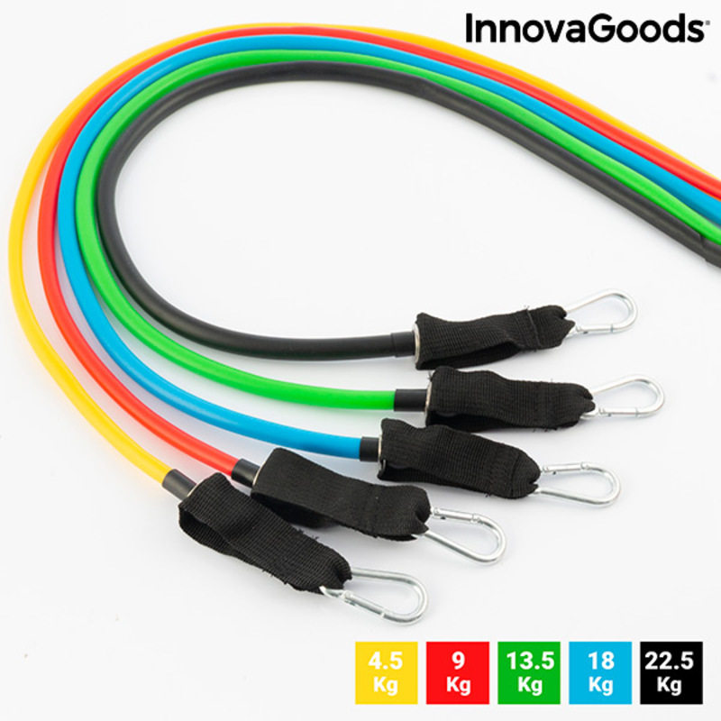 Set med motståndsband, tillbehör och träningsguide Rebainer InnovaGoods 5 antal - 12
