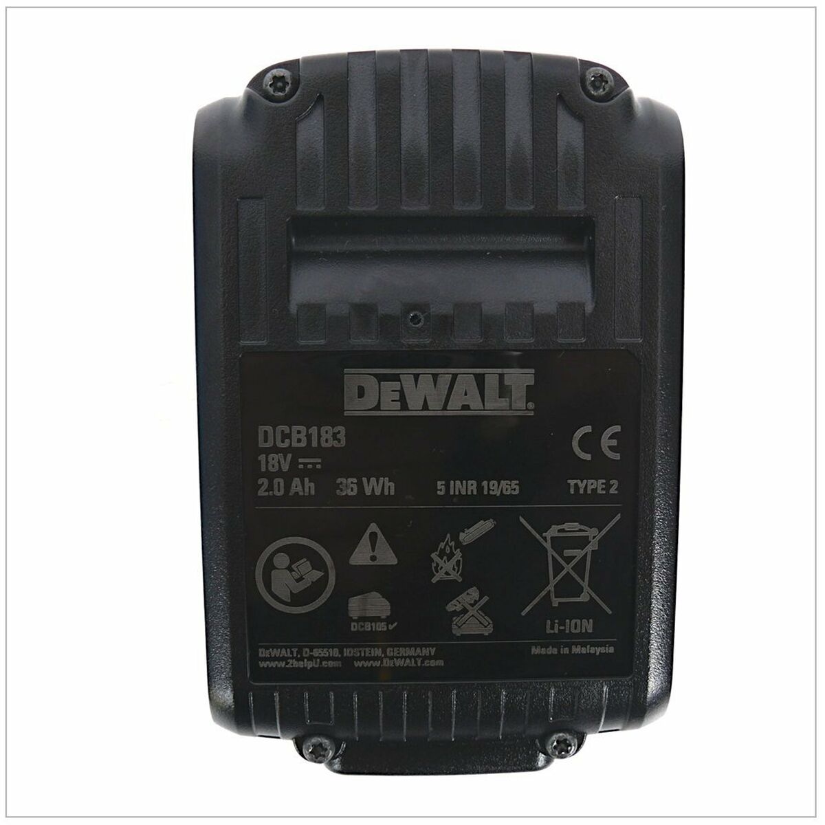 Laddningsbart lithiumbatteri Dewalt DCB183 2 Ah 18 V (1 antal) - 7
