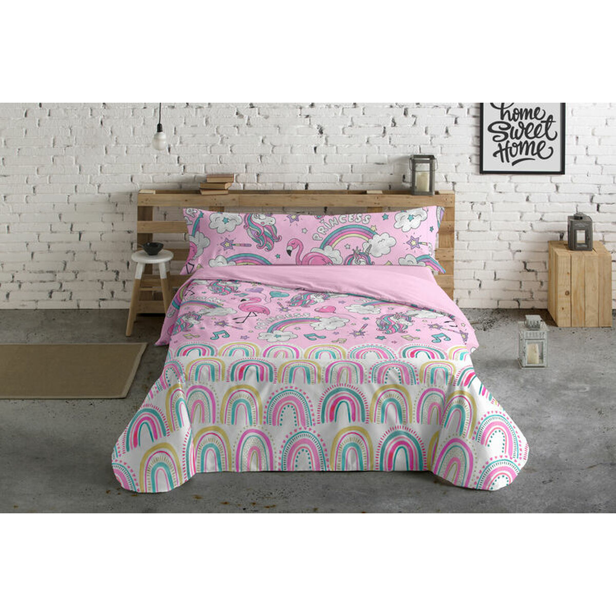 Täckslagsset Pierre Cardin Unicornios Rosa Säng 105 3 Delar