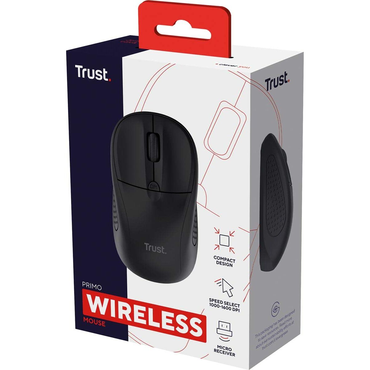 Mus Trust 24794 Svart 1600 dpi - 2