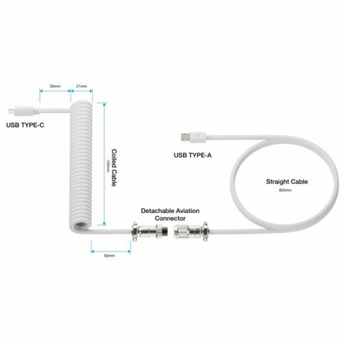 USB A till USB-C Kabel Newskill Vit - 2