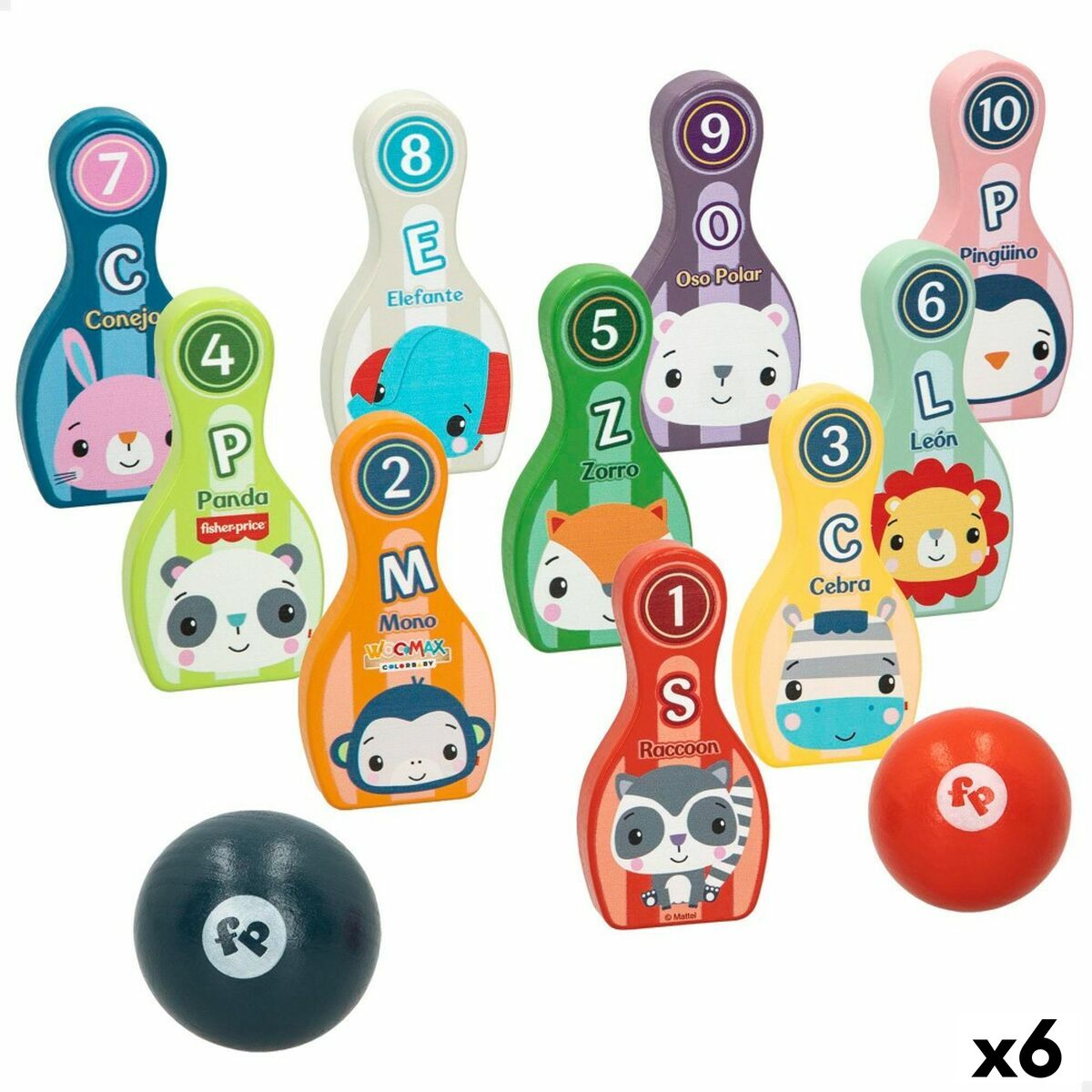 Bowlingspel Fisher Price djur (6 antal)