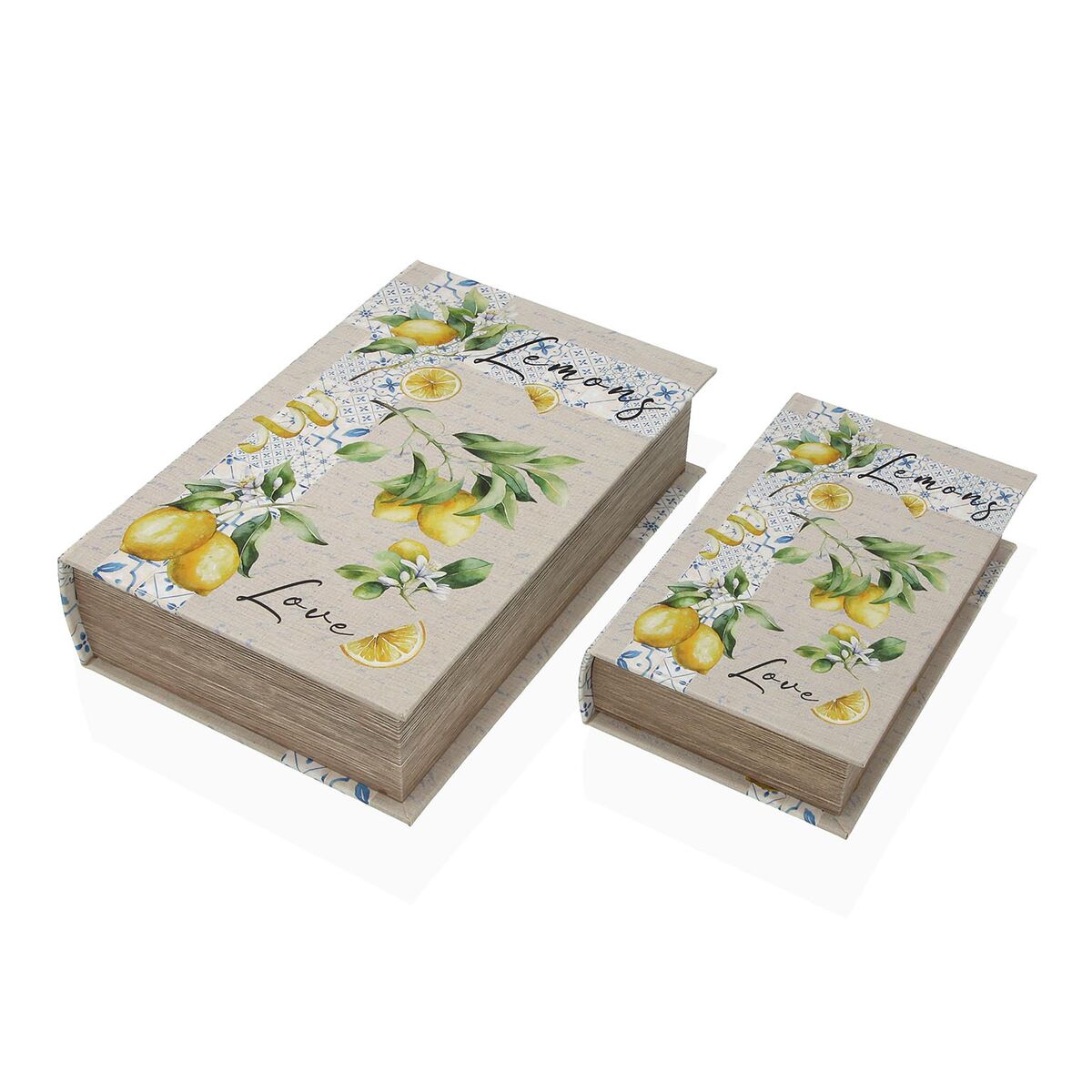 Dekorationslåda Versa Kanvas Trä MDF Citron - 2