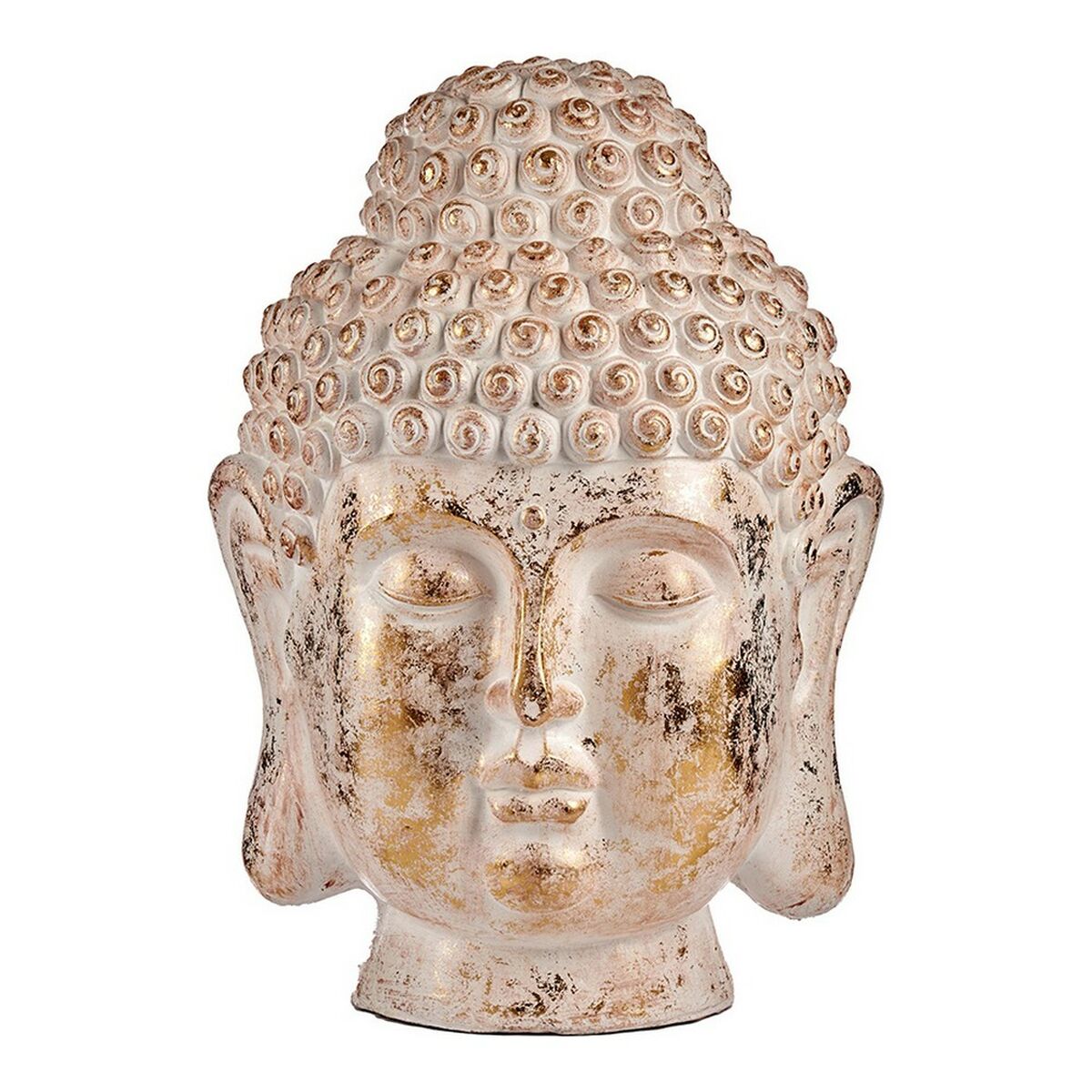 Dekorativ Trädgårdsfigur Ibergarden Vit Gyllene Polyresin 45,5 x 68 x 48 cm Huvud Buddha - 3
