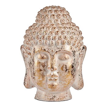 Dekorativ Trädgårdsfigur Ibergarden Vit Gyllene Polyresin 45,5 x 68 x 48 cm Huvud Buddha