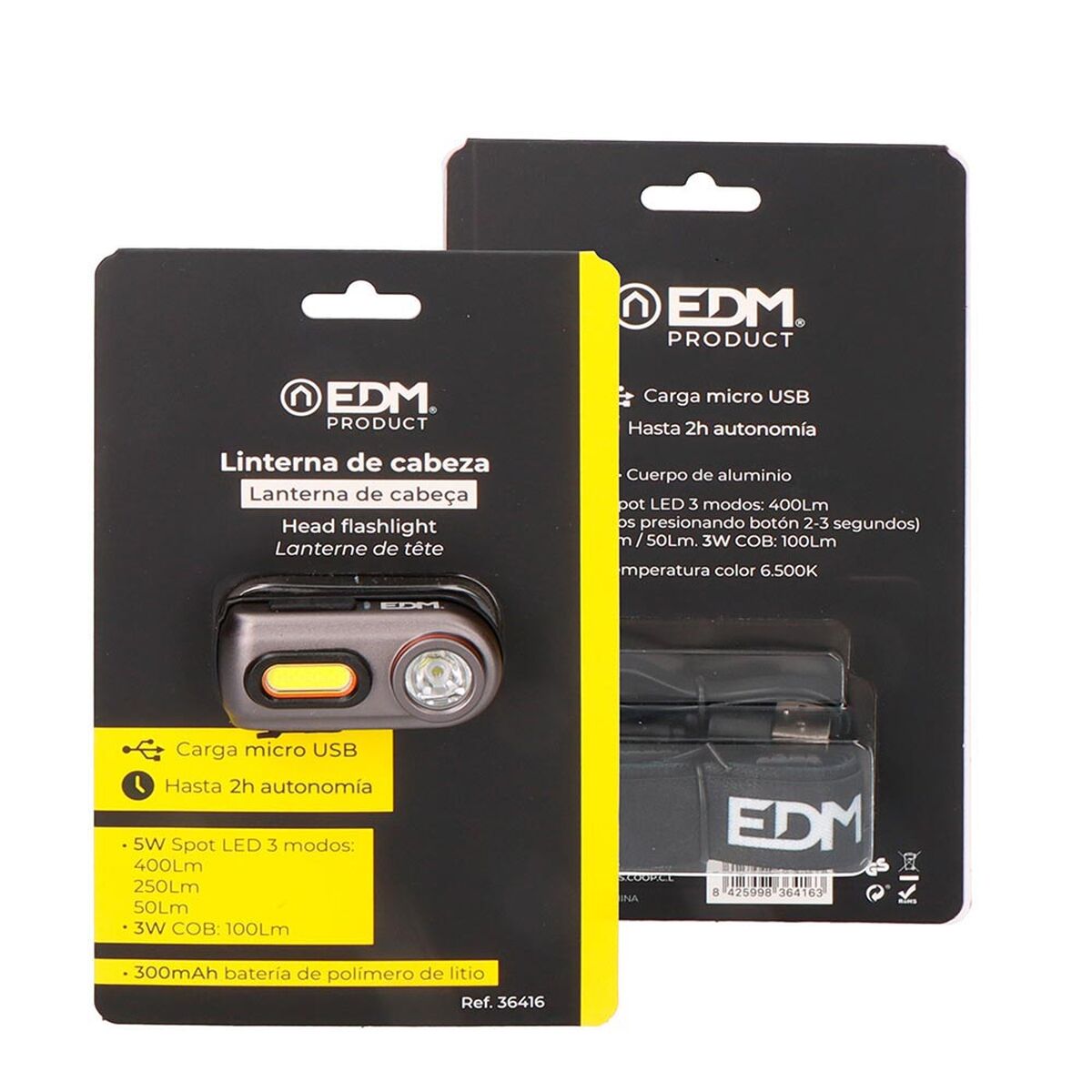 LED-lampa för huvudet EDM 36416 Svart 5 W - 5