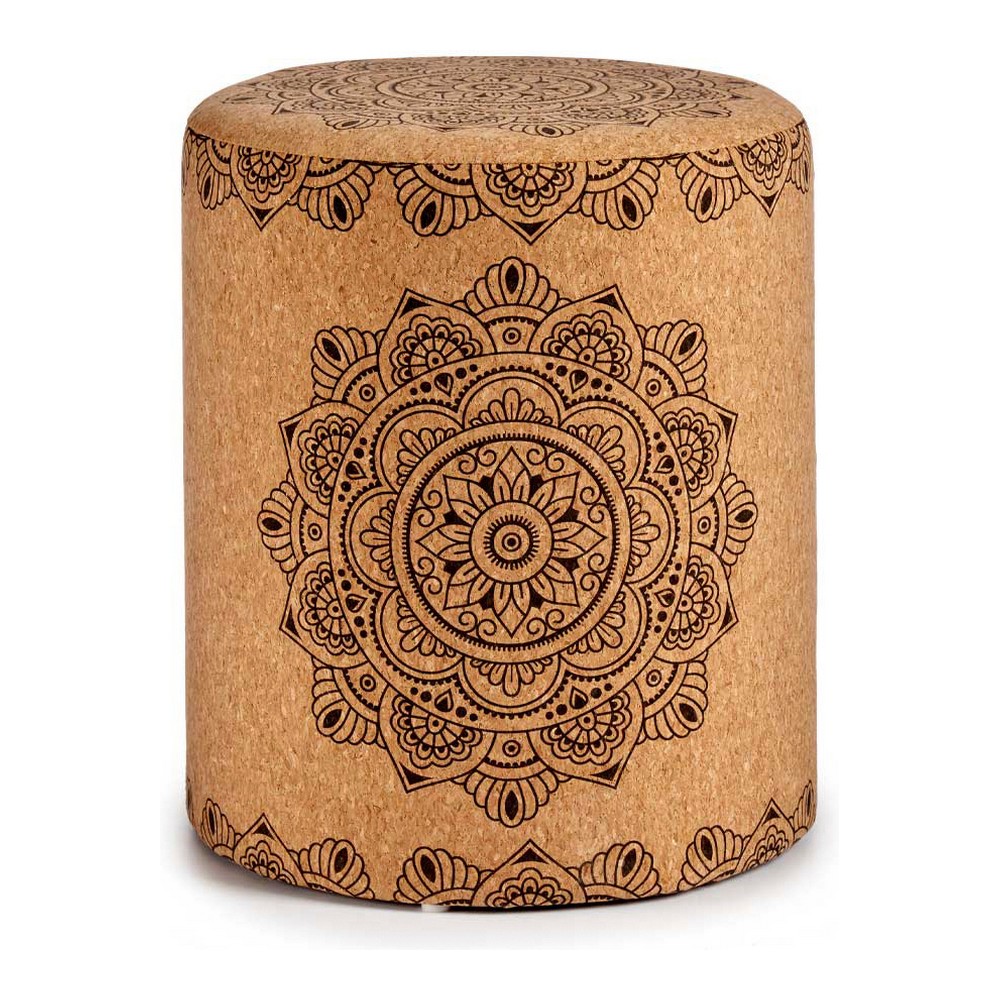 Puff Mandala Brun MDF Kork (34 x 39 x 34 cm)