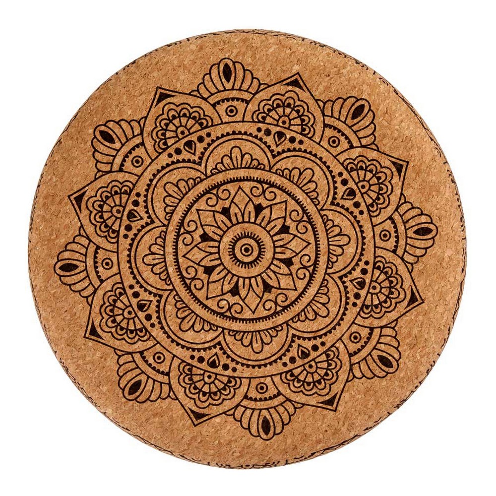 Puff Mandala Brun MDF Kork (34 x 39 x 34 cm) - 3