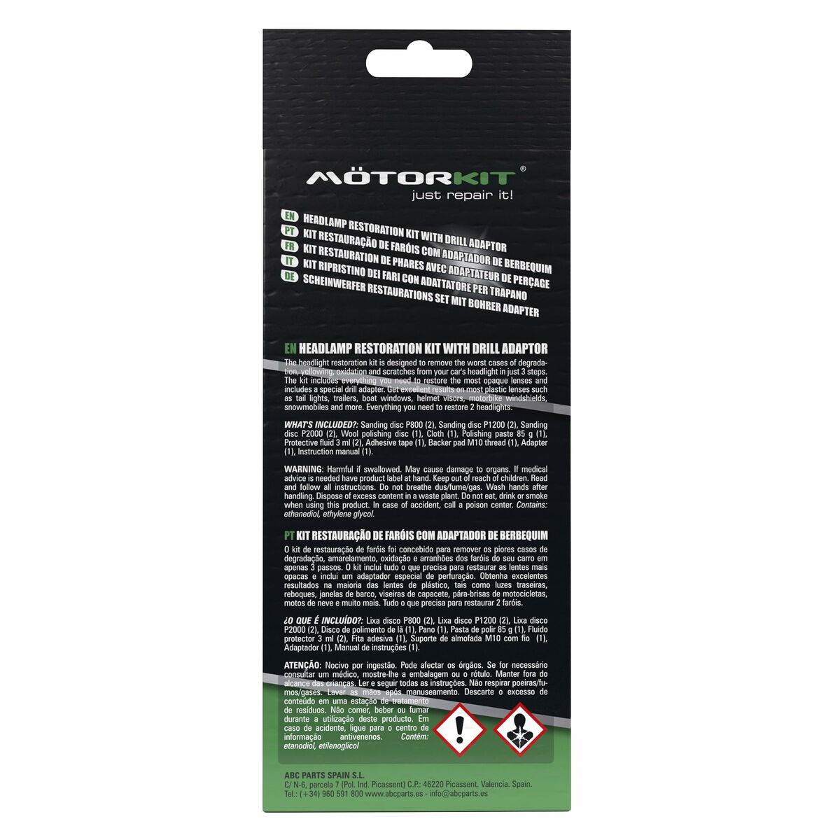 Strålkastaråterställare Motorkit MOT1005 Borrmaskin - 4