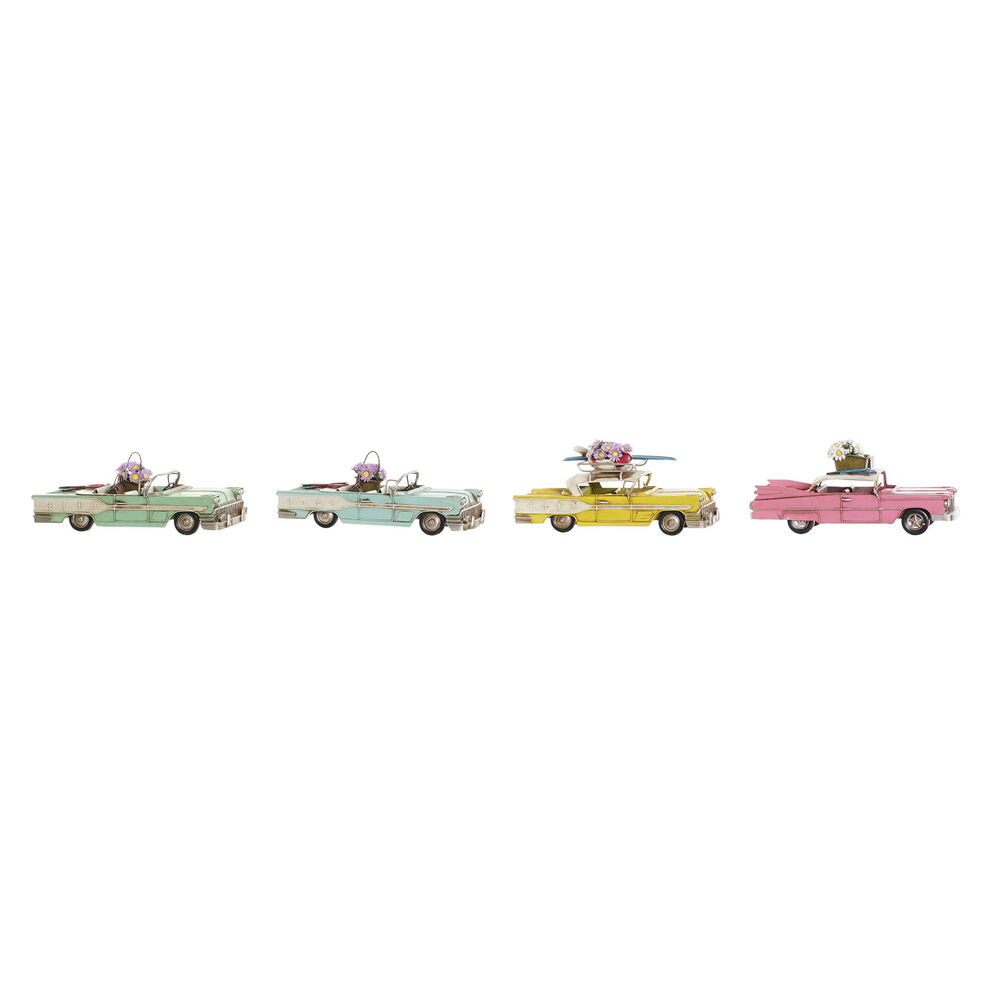 Prydnadsfigur DKD Home Decor Gul Blå Grön Rosa Bil Vintage 25,8 x 10,5 x 9,5 cm (4 antal) (4 Delar)