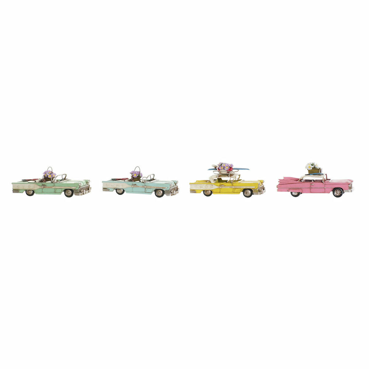 Prydnadsfigur DKD Home Decor Gul Blå Grön Rosa Bil Vintage 25,8 x 10,5 x 9,5 cm (4 antal) (4 Delar) - 7