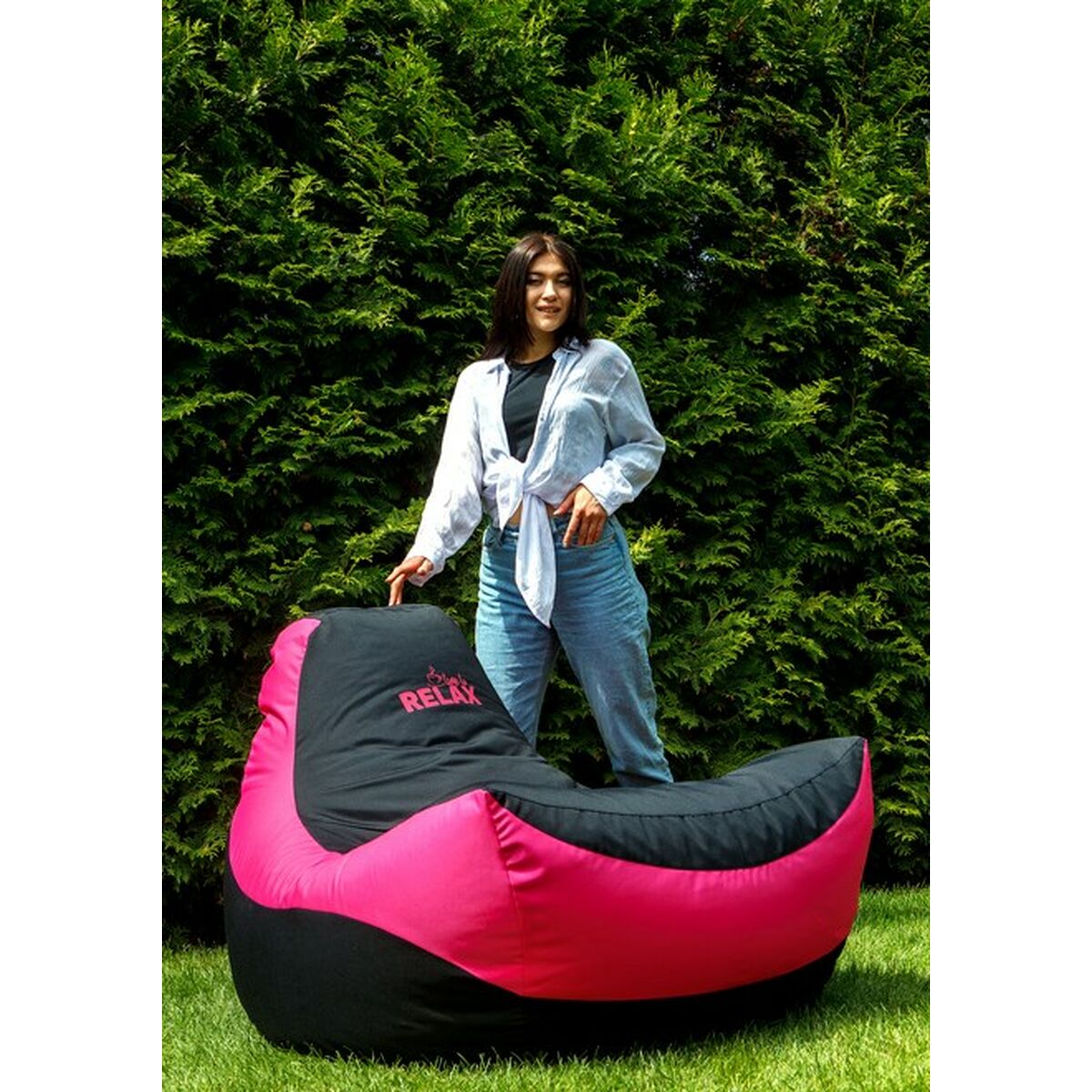 Puff GO GIFT Svart Rosa Oxford tejido antidesgarros 140 x 100 x 100 cm 140 x 100 cm - 5