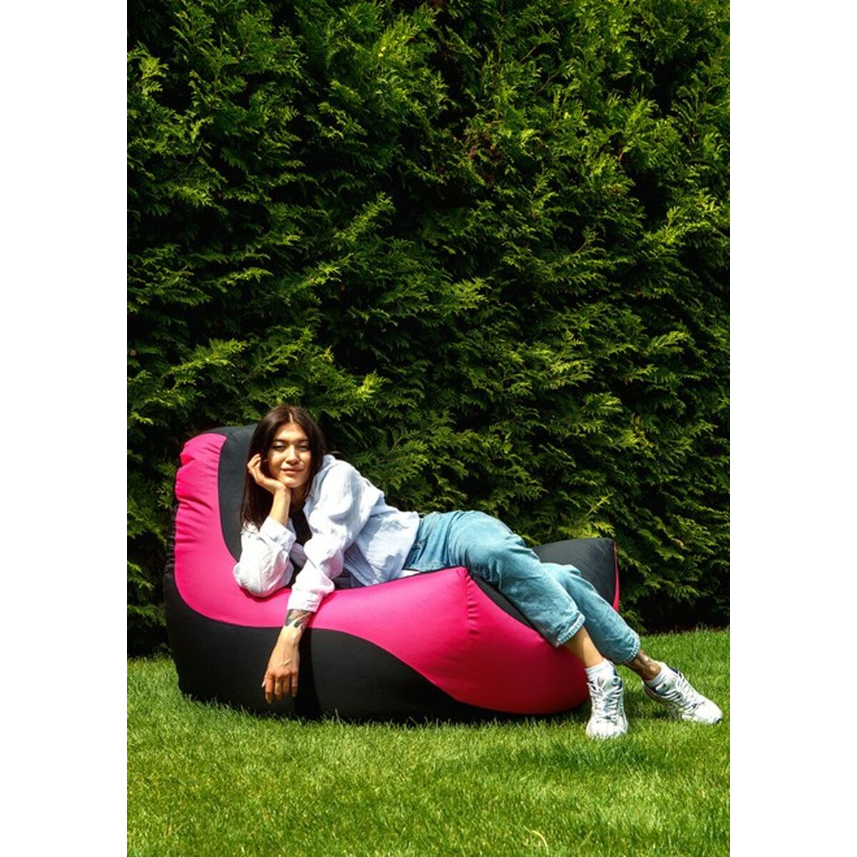 Puff GO GIFT Svart Rosa Oxford tejido antidesgarros 140 x 100 x 100 cm 140 x 100 cm - 6