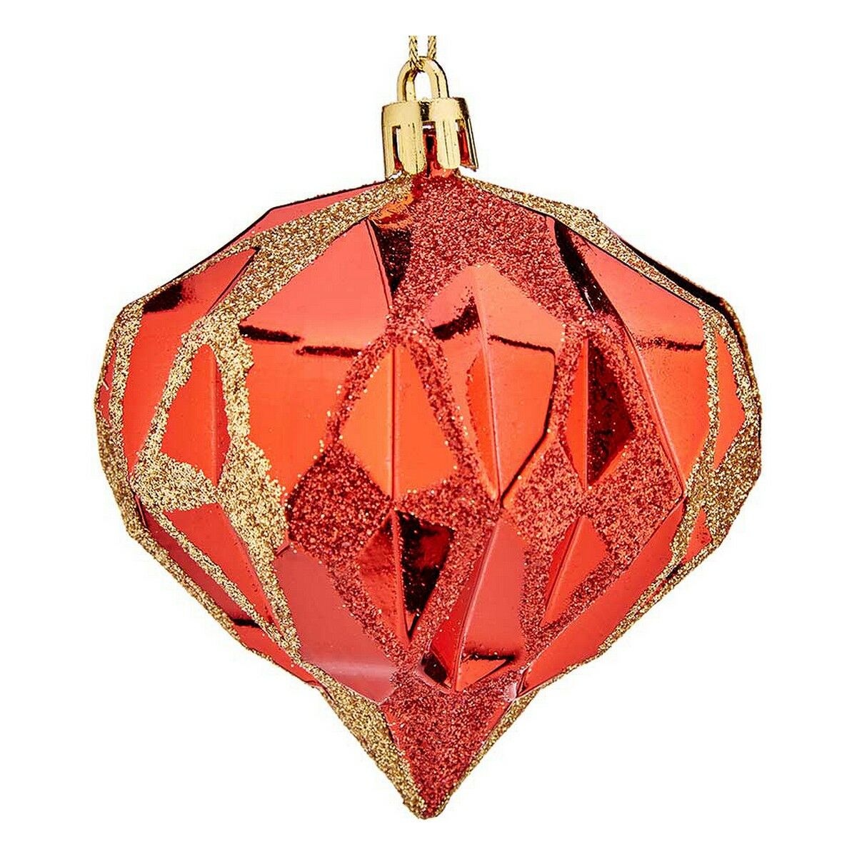 Julgranskulor Diamant Ø 8 cm 6 antal Röd Plast - 2