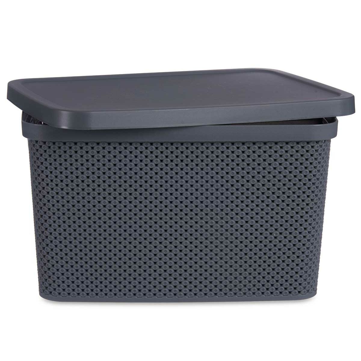 Förvaringslåda med lock Antracitgrå Plast 19 L 28 x 22 x 39 cm (12 antal) - 2