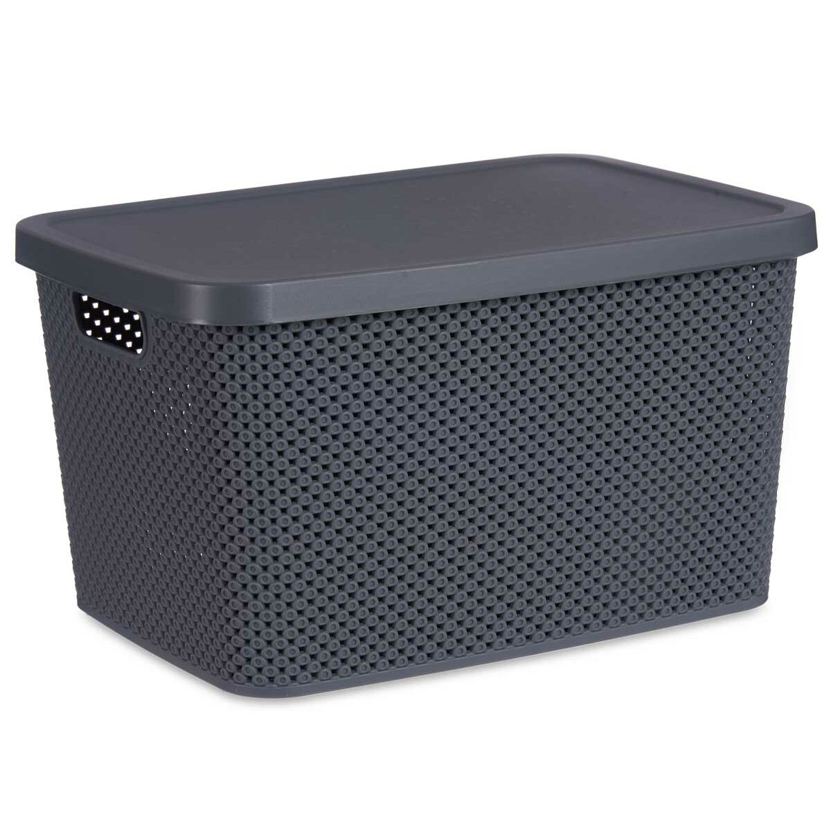 Förvaringslåda med lock Antracitgrå Plast 19 L 28 x 22 x 39 cm (12 antal) - 3