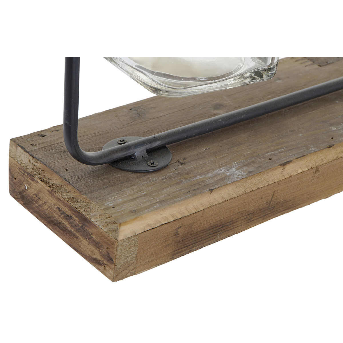 Vas DKD Home Decor Svart Naturell Metall Glas Paulowniaträ 49 x 11 x 27 cm (3 Delar) - 2