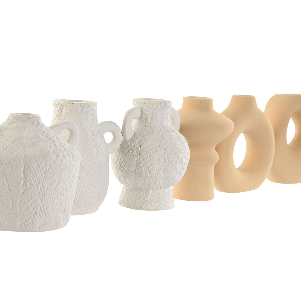 Set med 3 Vasar Home ESPRIT Vit Beige Stengods 32 X 11,5 X 9 cm (3 Delar) (2 antal) - 3