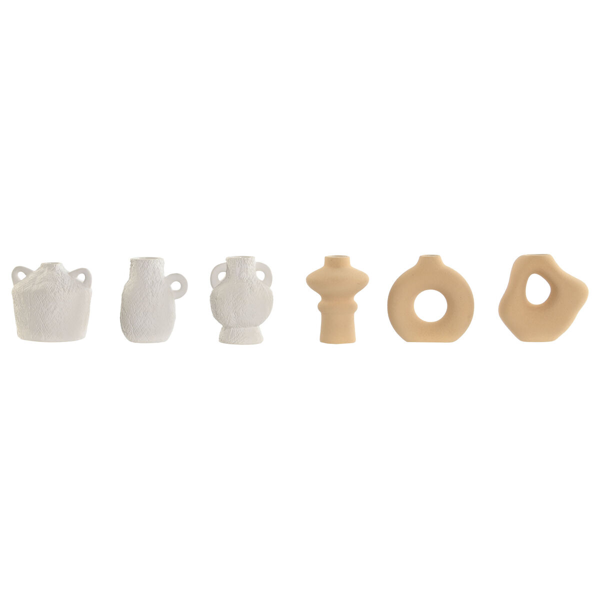 Set med 3 Vasar Home ESPRIT Vit Beige Stengods 32 X 11,5 X 9 cm (3 Delar) (2 antal)