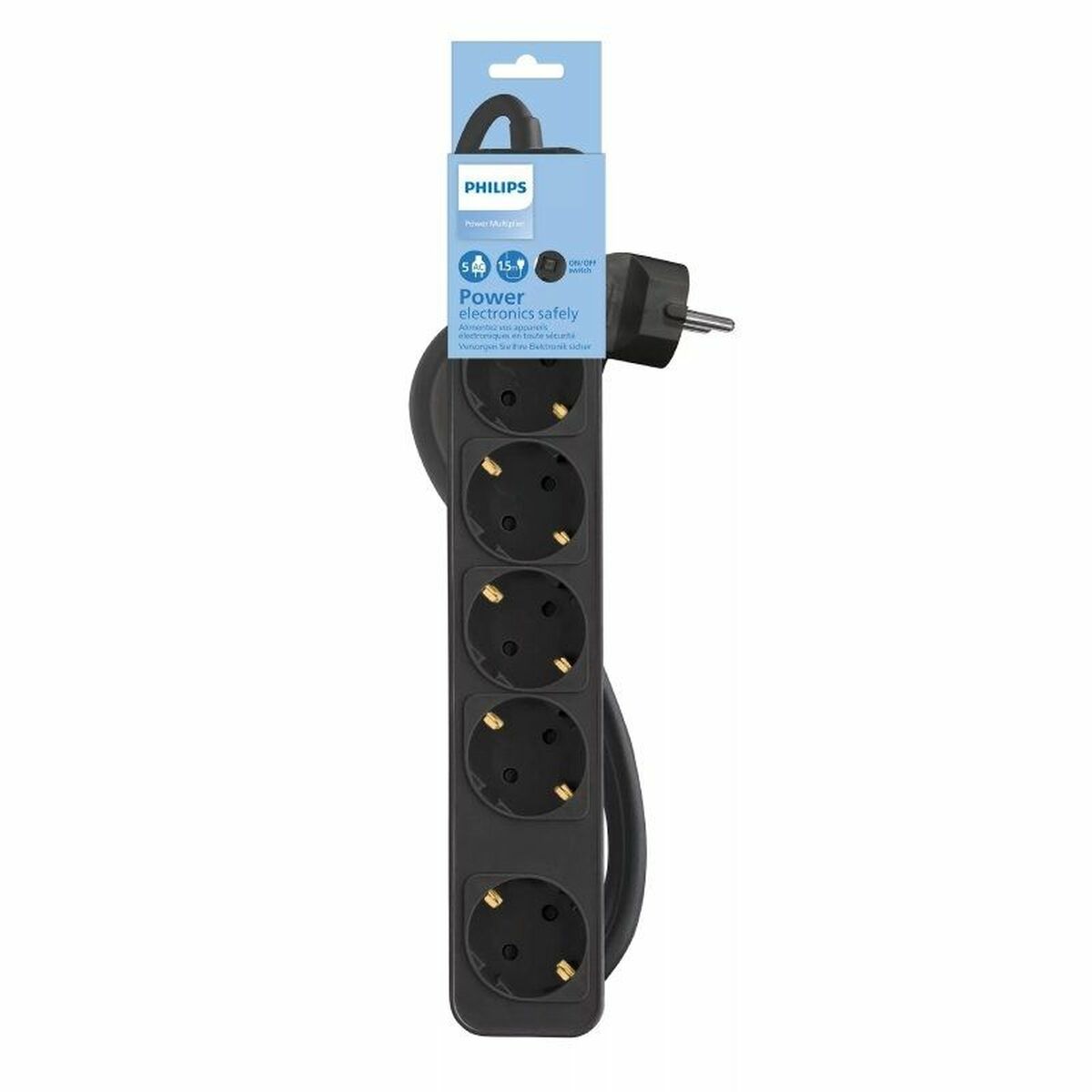 Förgreningslist 5 Tomas med Brytare Philips CHP2154B/10 - 2