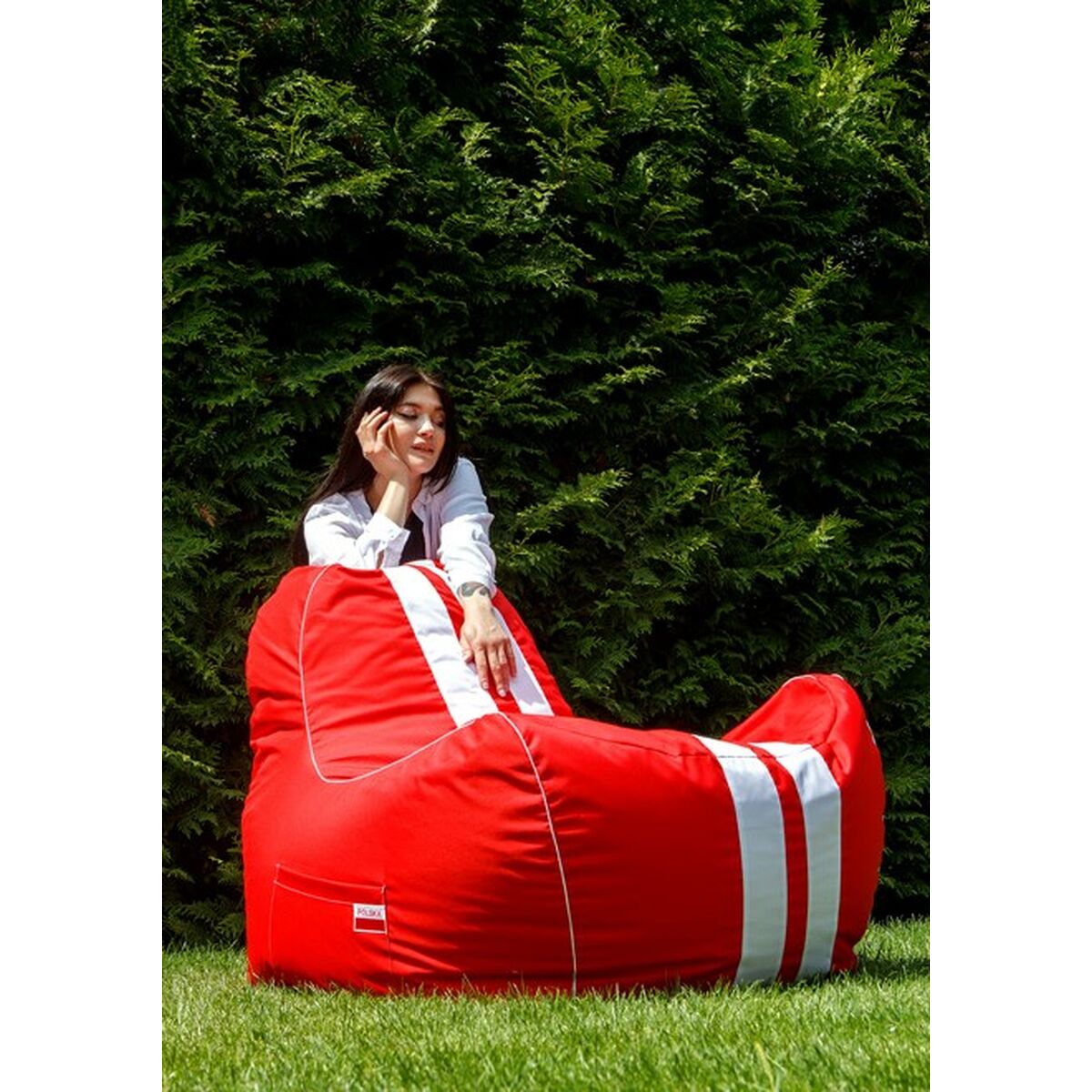 Puff GO GIFT Vit Röd Oxford tejido antidesgarros 140 x 100 x 100 cm 140 x 100 cm - 3